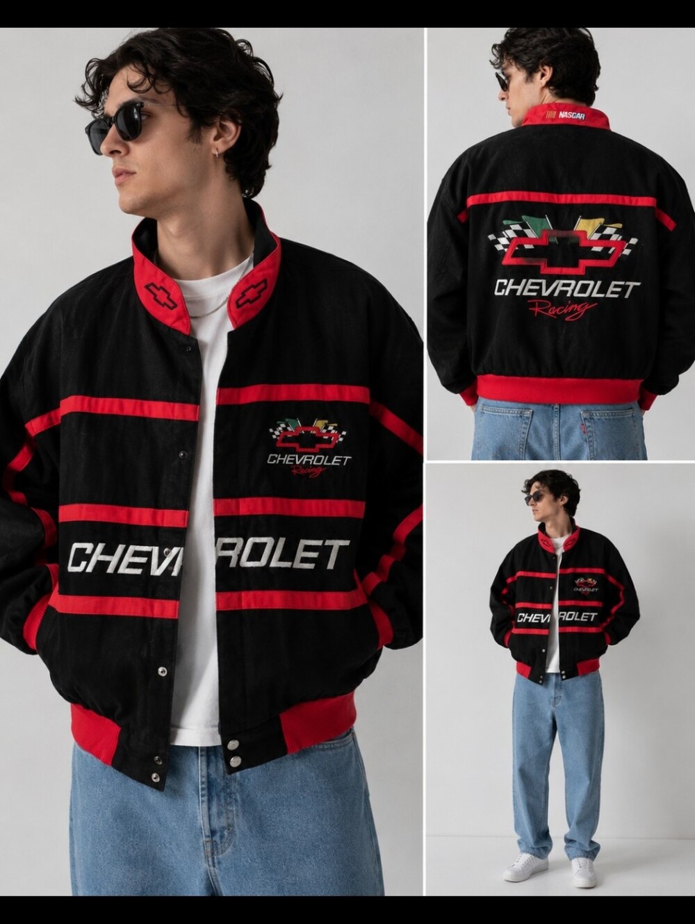 Vintage Chevrolet Racing NASCAR Jacket XL Racing Champions Black Red Y2K 1990S